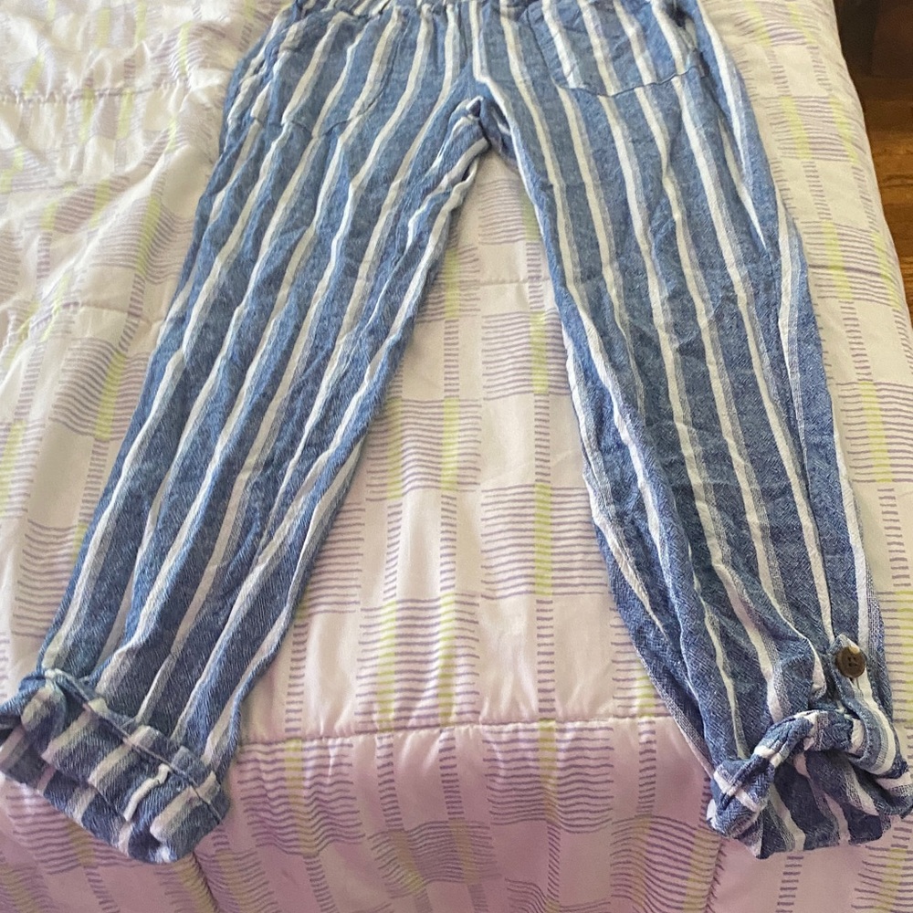 SO Denim Blue and White Striped Pants